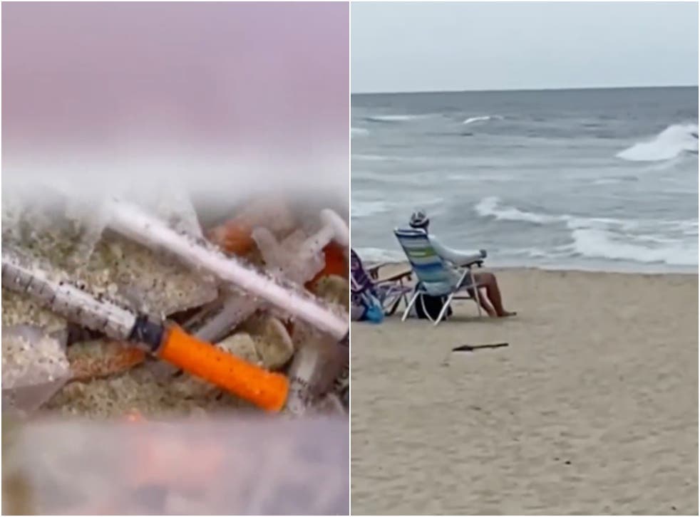<p>Syringes washed up on a New Jersey beach. </p>