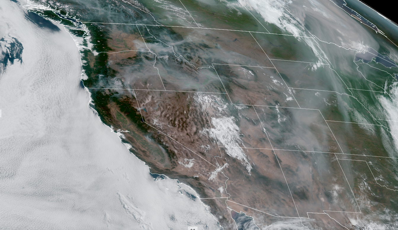 smoke from wildfires over the US west coast.