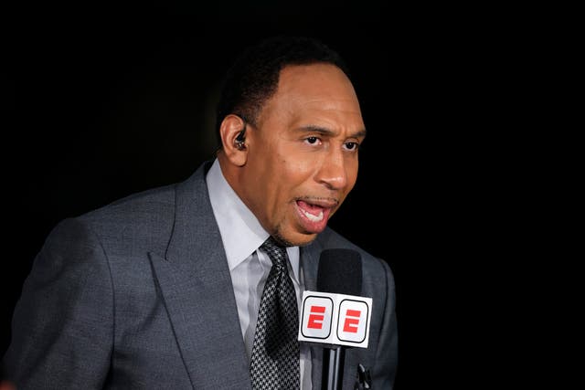 <p>ESPN analyst Stephen A. Smith during Game Three of the NBA Finals between the Milwaukee Bucks and the Phoenix Suns at Fiserv Forum on July 11, 2021 in Milwaukee, Wisconsin. </p>