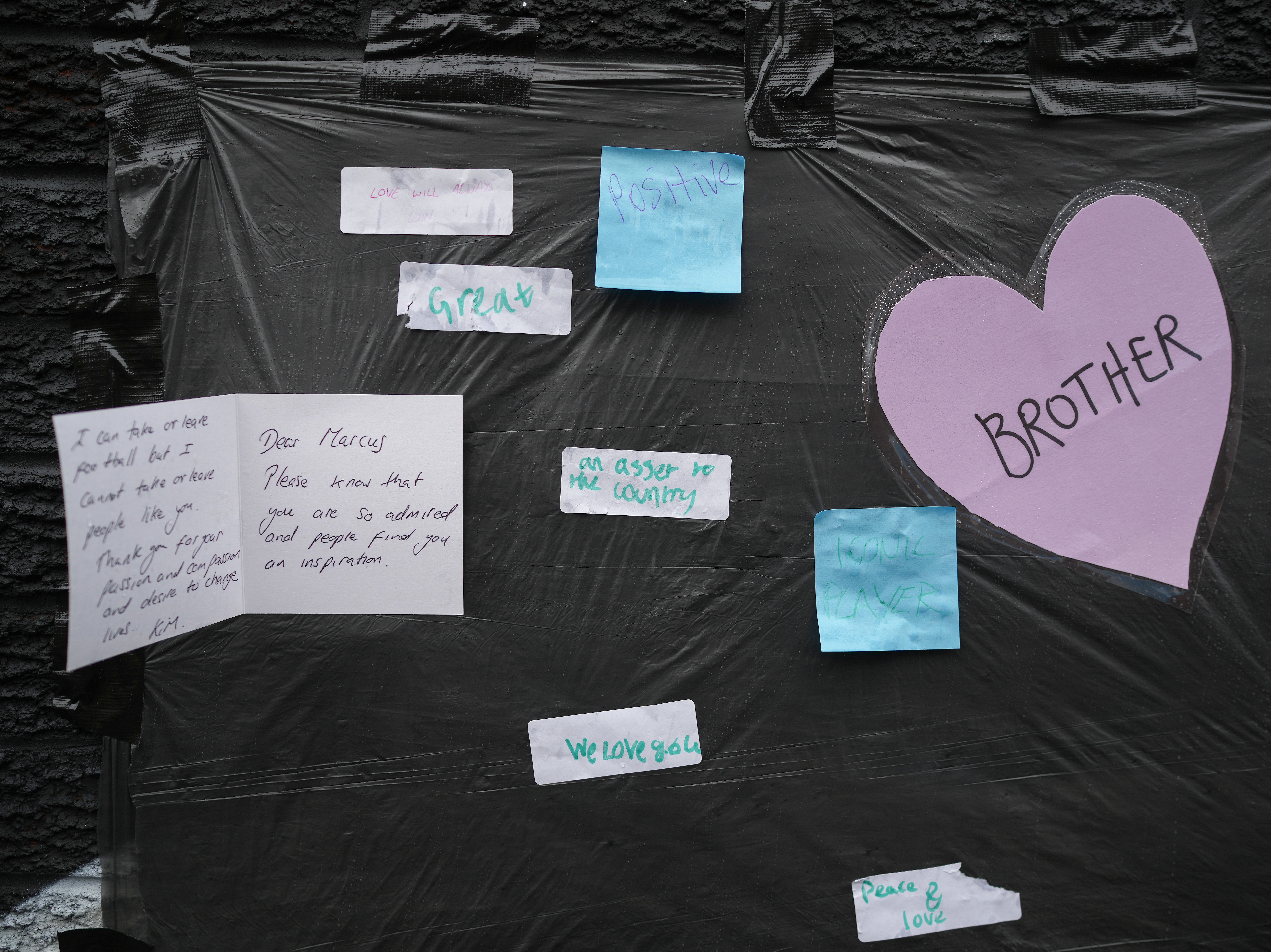 Some of the messages of support on the mural
