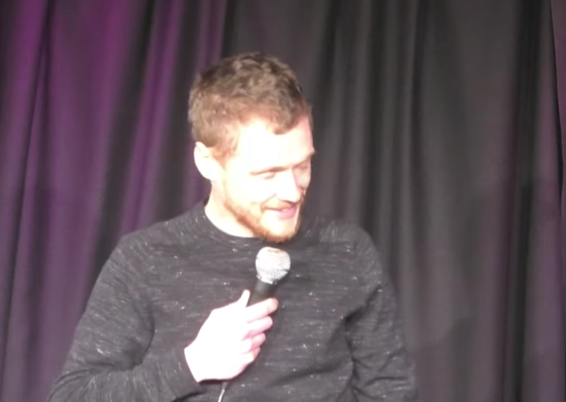 Andrew Lawrence during a stand-up gig