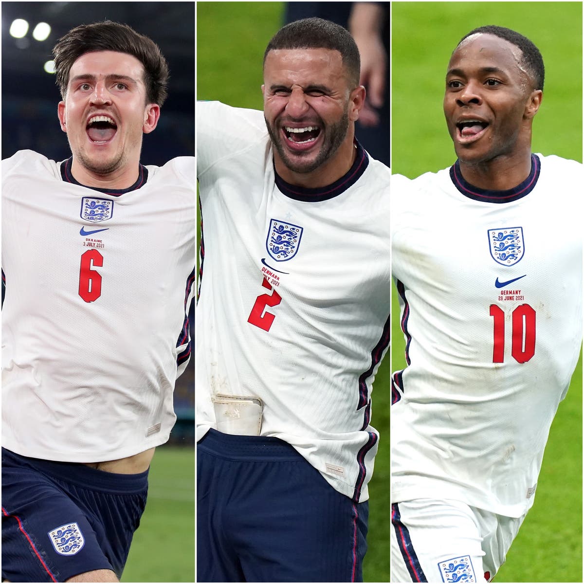 Raheem Sterling, Harry Maguire and Kyle Walker in Euro 2020 team of tournament