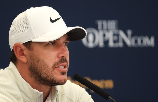 <p>Brooks Koepka during a press conference</p>