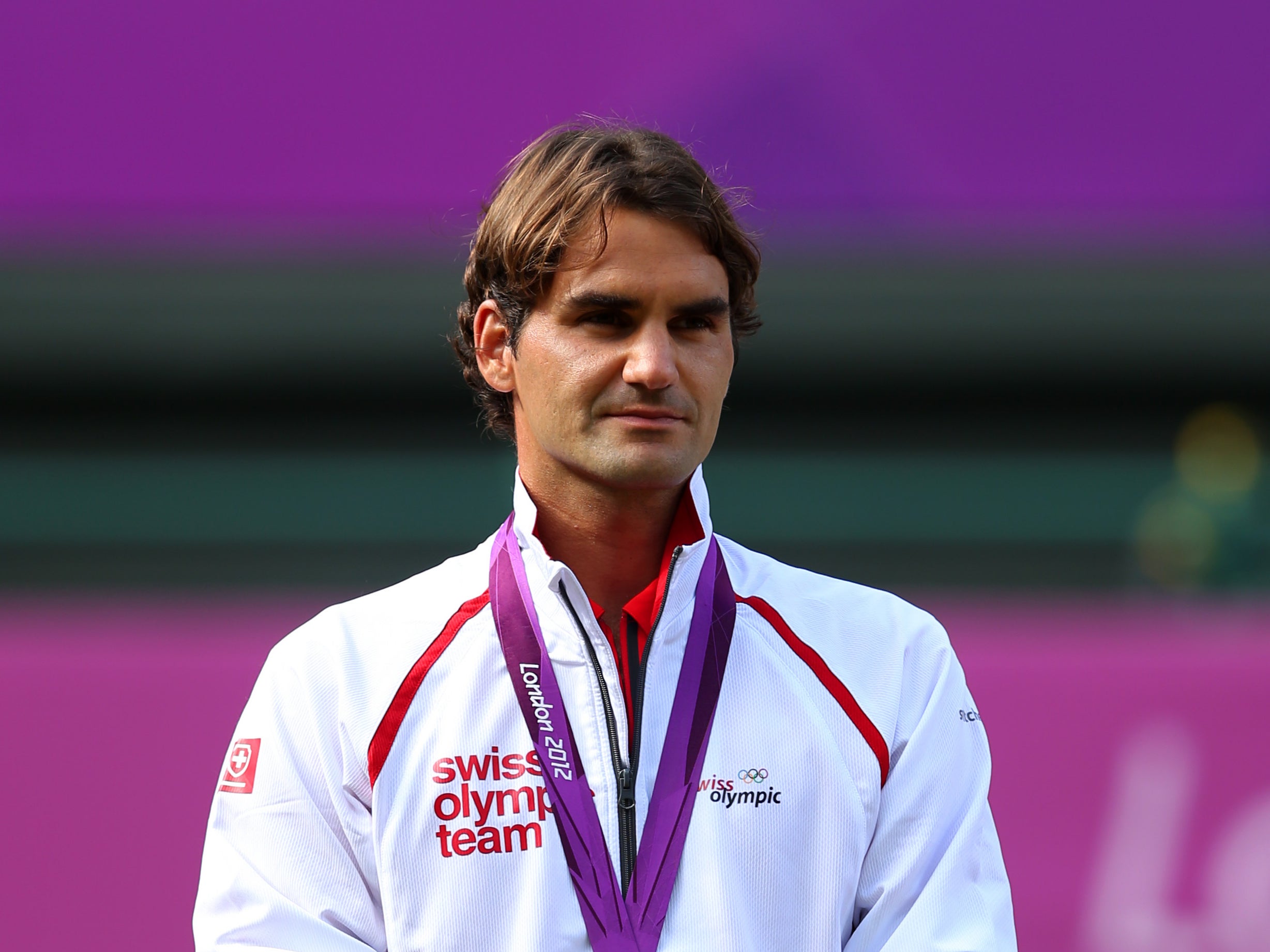 Roger Federer after winning silver in the men’s singles at London 2012