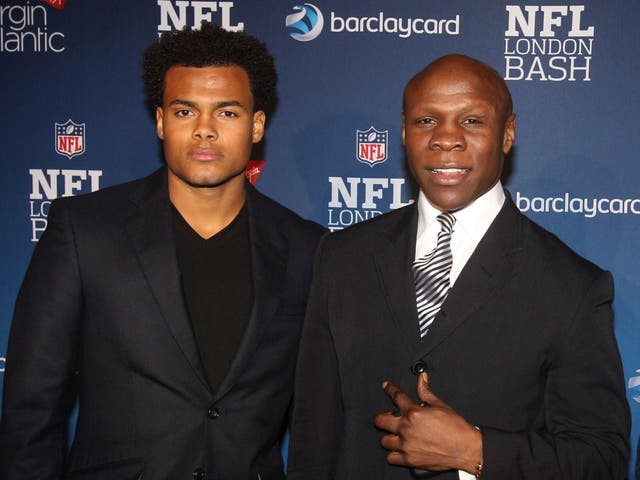 <p>Chris Eubank with his son Sebastian Eubank in 2012</p>