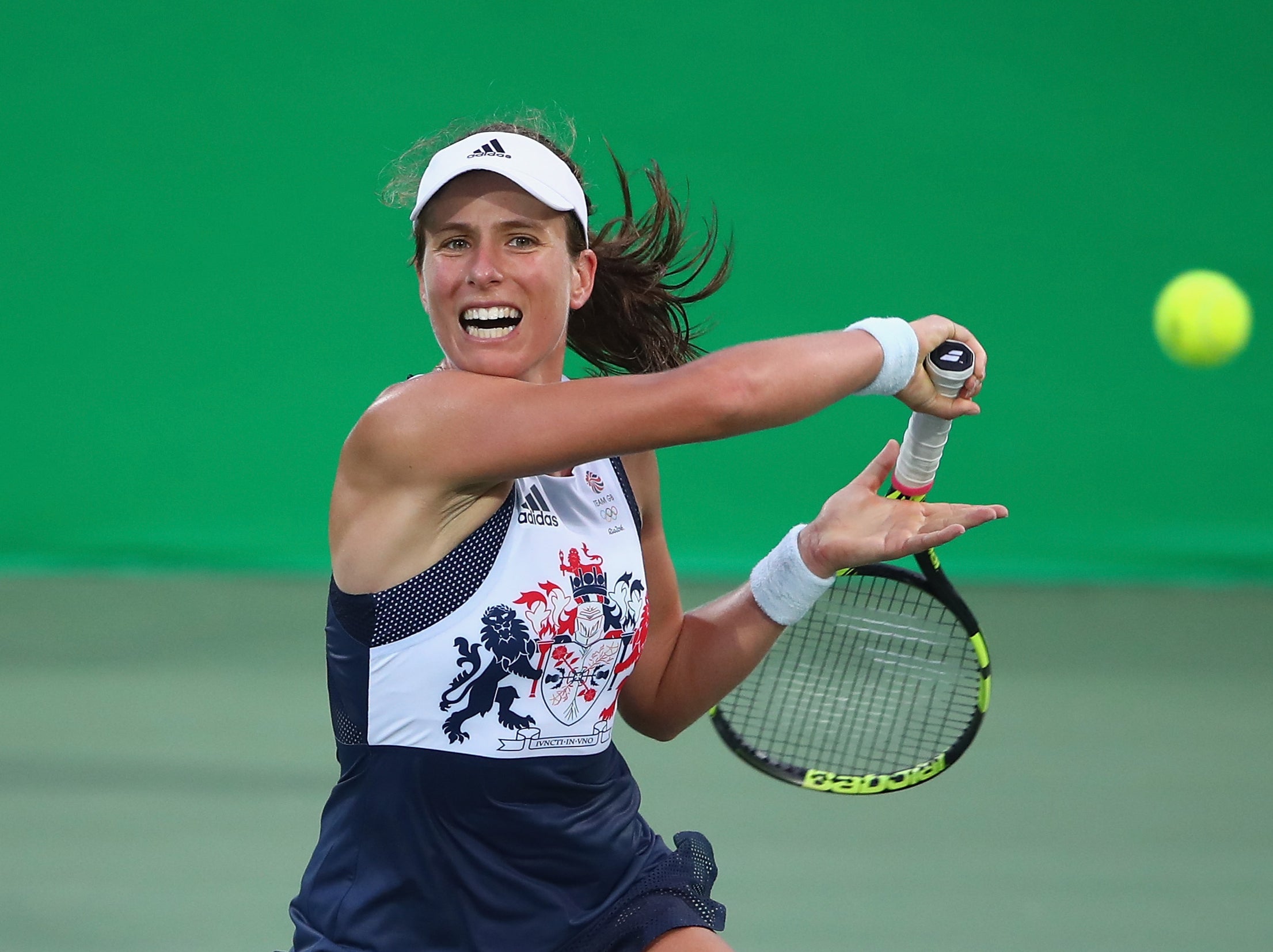 Johanna Konta competing at the 2016 summer Olympics in Rio