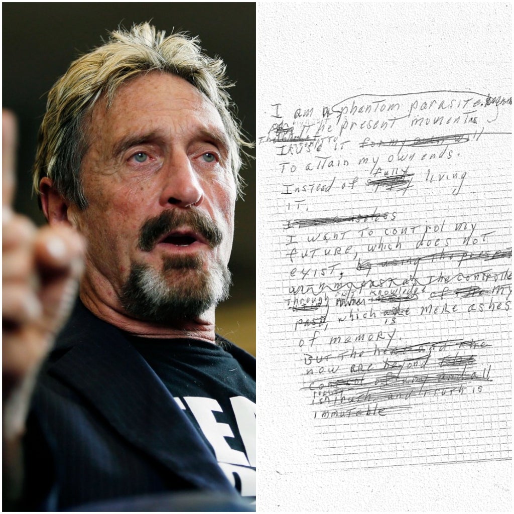 John McAfeeâ€™s wife releases suicide note she says is fake