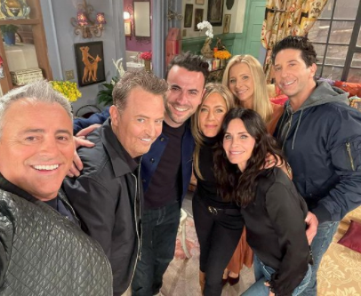 <p>The cast of Friends with Ben Winston during the reunion filming</p>