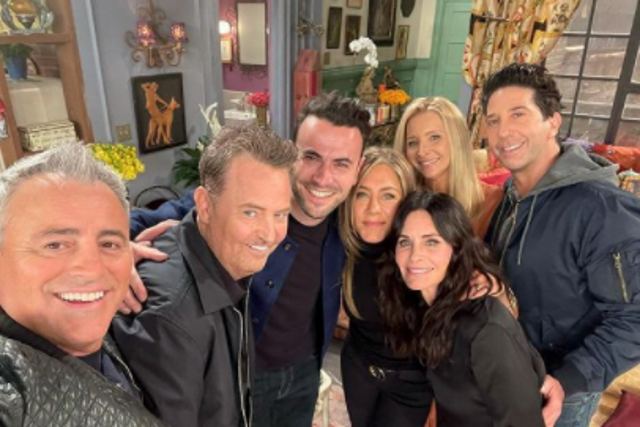 <p>The cast of Friends with Ben Winston during the reunion filming</p>