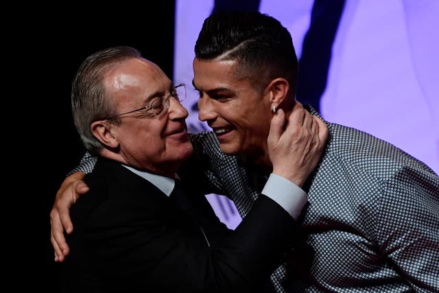 <p>Florentino Perez and Cristiano Ronaldo </p>