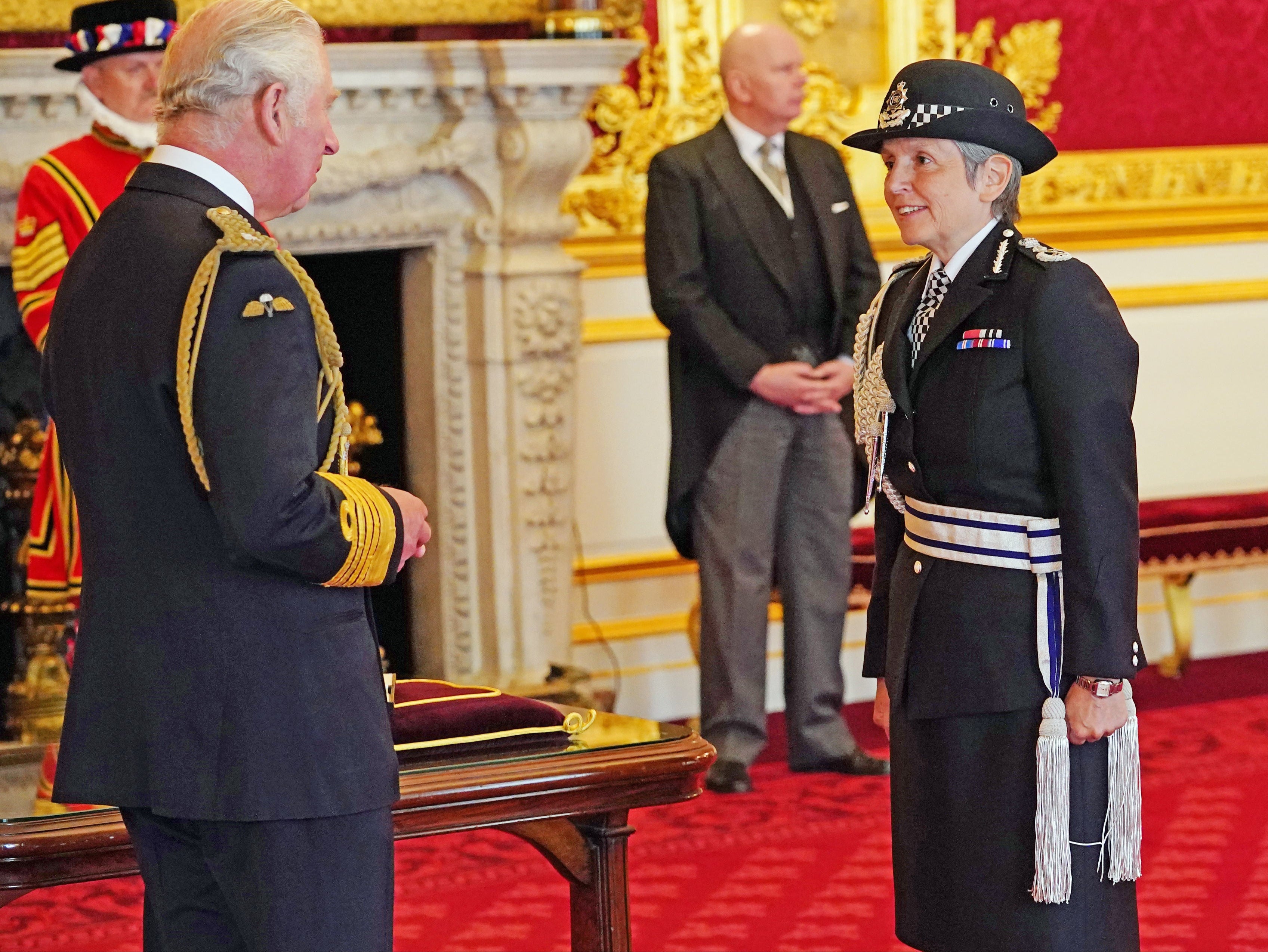 Metropolitan Police Commissioner Cressida Dick is made a Dame Commander of the Order of the British Empire by the Prince of Wales during an investiture ceremony at St James's Palace in central London