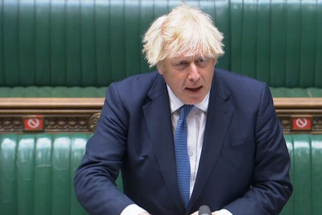 <p>Boris Johnson speaking in the Commons yesterday</p>