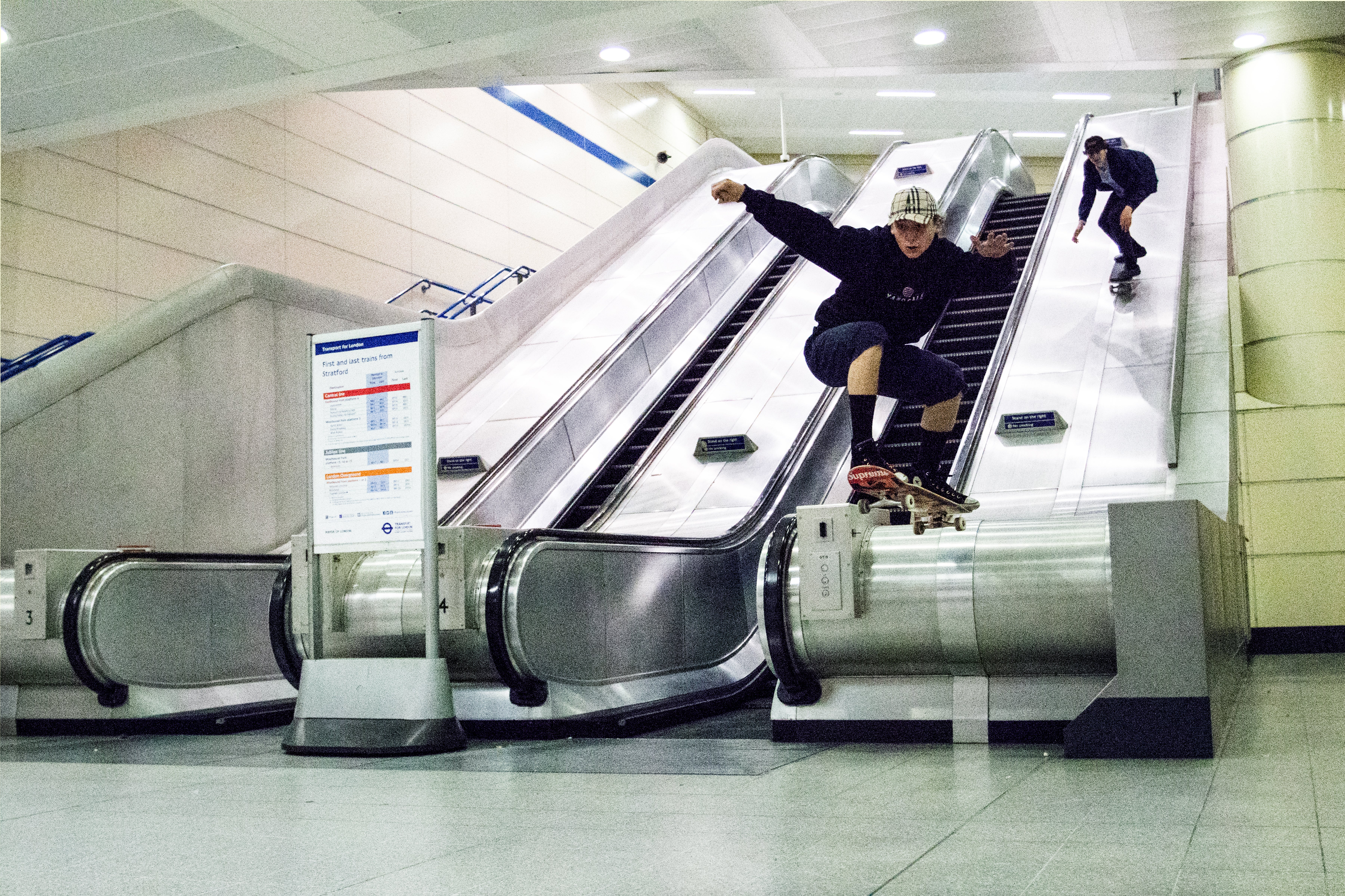 Curtis Pearl and Jake Church in a tube station