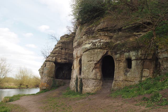 <p>Royal hermitage: the deposed Anglo-Saxon king’s cave-house residence, with his private cave-chapel behind it</p>