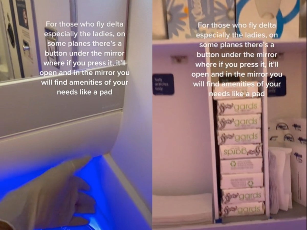 Viral TikTok shows how to access 'hidden' bathroom compartment of period  products on Delta planes