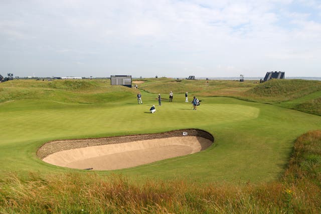 <p>A general view of the sixth green at Royal St George's</p>