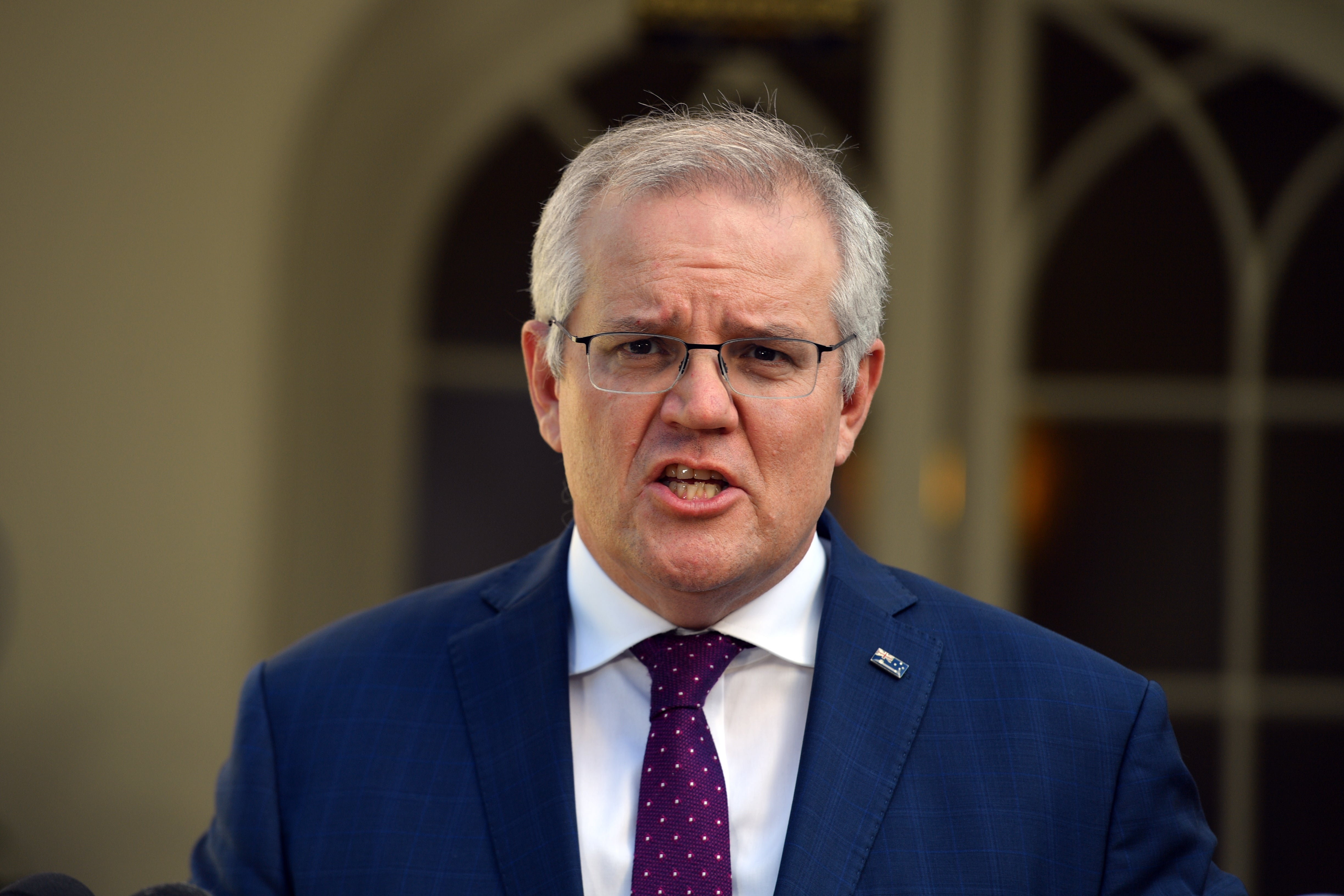 File: Australian Prime Minister Scott Morrison holds a press conference at Kirribilli House in Sydney, Australia on 15 July 2021