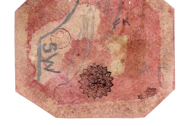 <p>The world’s rarest stamp, the British Guiana 1c Magenta</p>