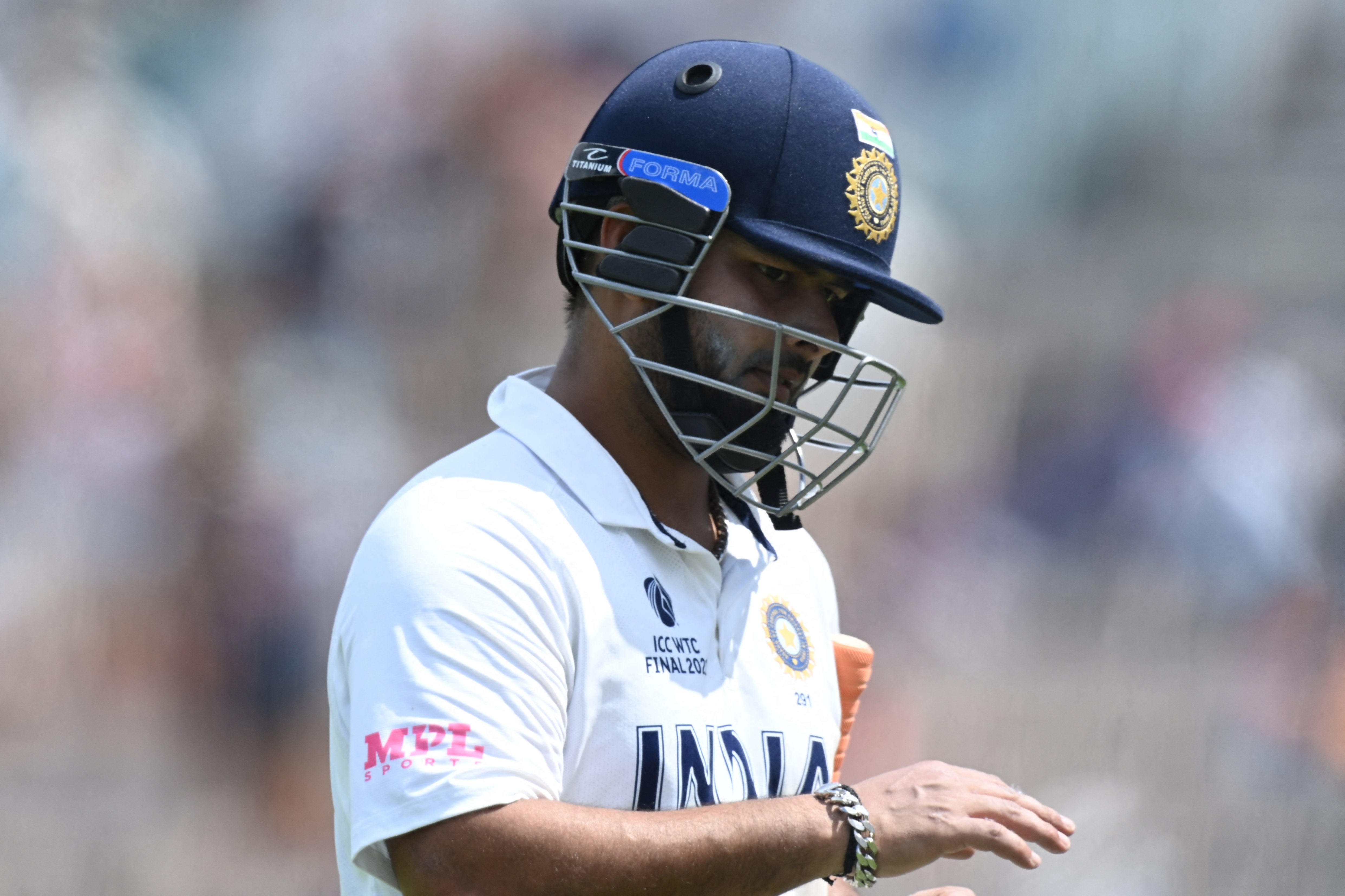File: Rishabh Pant leaves the pitch on the final day of the ICC World Test Championship Final on 23 June, 2021