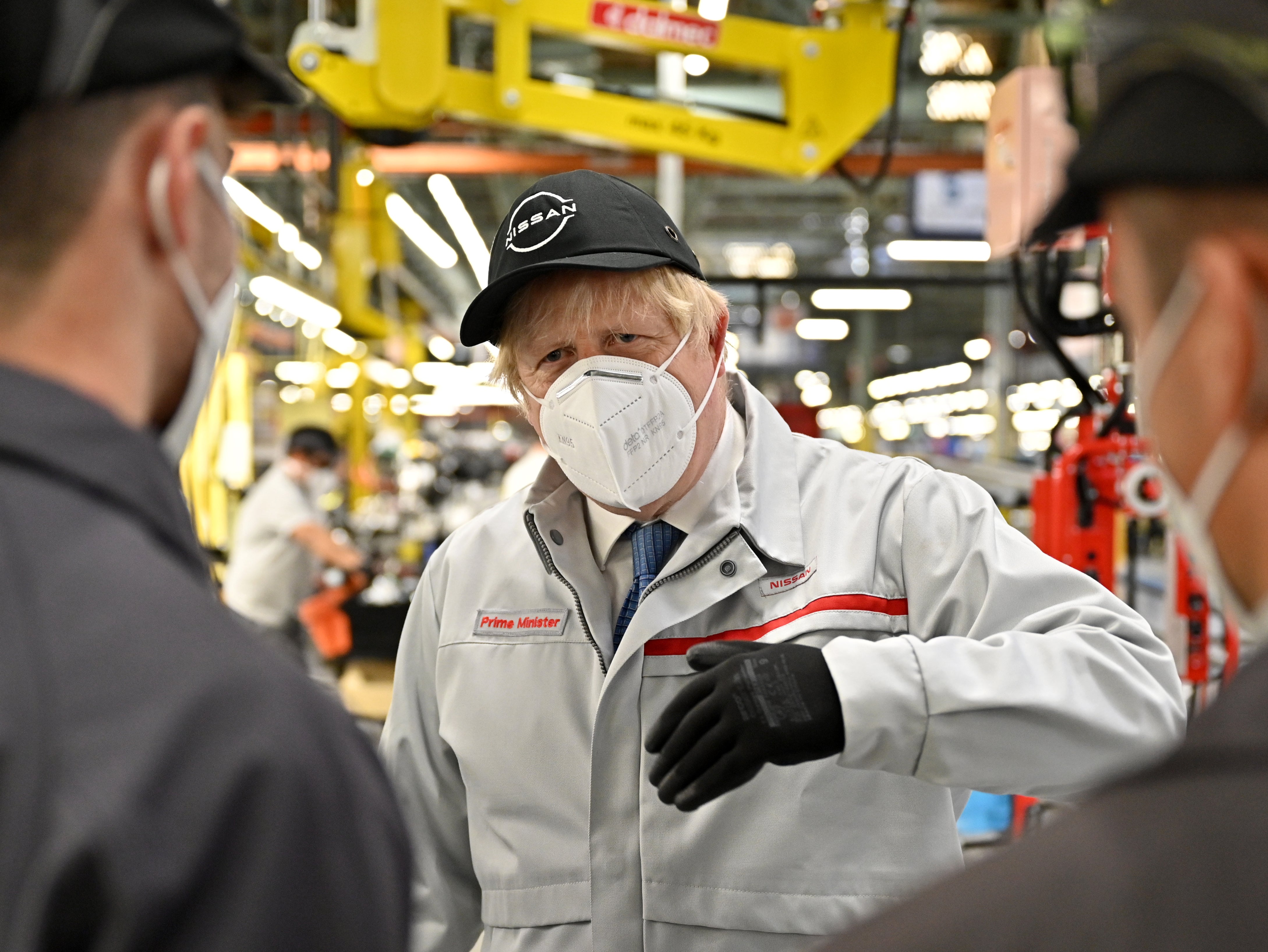 Boris Johnson on a visit to the Nissan factory in Sunderland