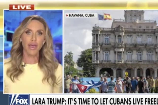 <p>Lara Trump tells Fox News that Cubans and father-in-law deserve ‘freedom’ from ‘socialism’ </p>