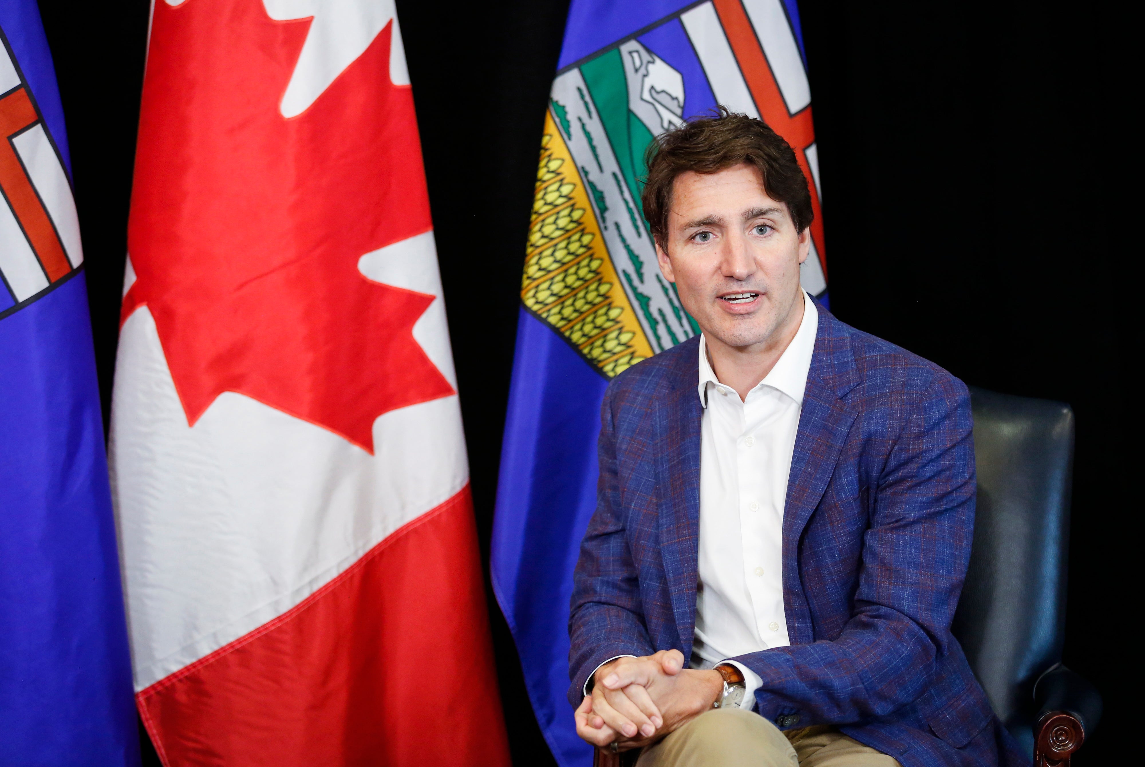 Canada’s Justin Trudeau speaking to the media on Wednesday 7 July