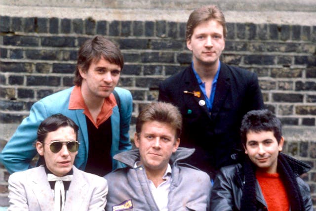 <p>Squeeze (from left): Jools Holland, Chris Difford, Gilson Lavis, Glenn Tilbrook and Harry Kakoulli</p>