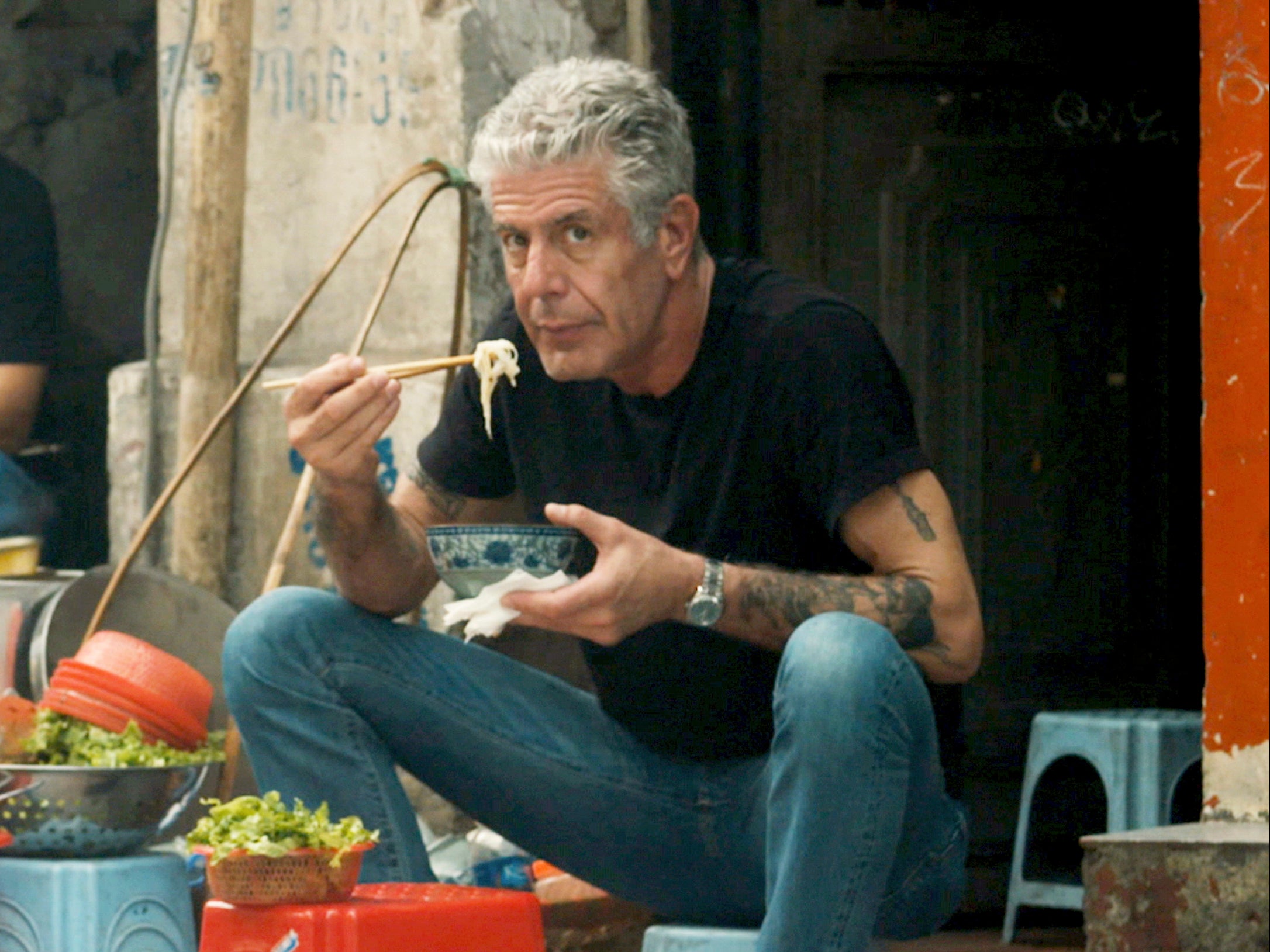 Late chef and travel host Anthony Bourdain, as seen in a promotional image for ‘Roadrunner: A Film About Anthony Bourdain'