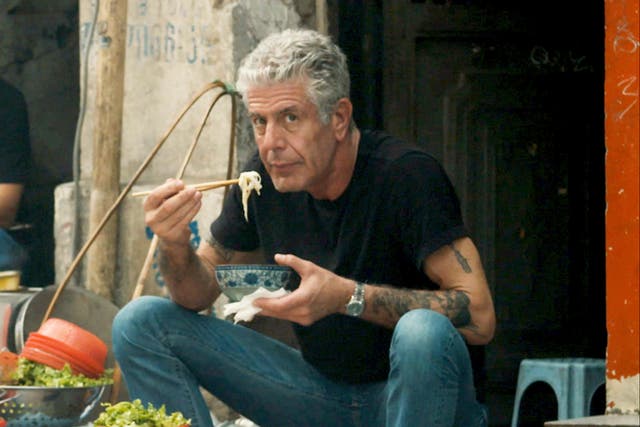 <p>Late chef and travel host Anthony Bourdain, as seen in a promotional image for ‘Roadrunner: A Film About Anthony Bourdain'</p>