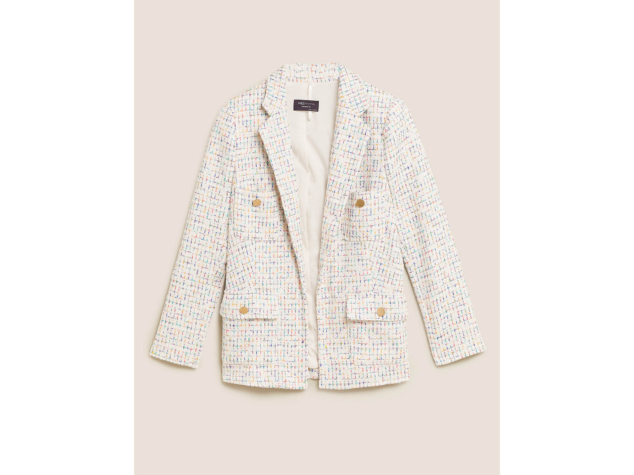 M&S tweed straight checked longline blazer: Was £79, now £46, Marksandspencer.com