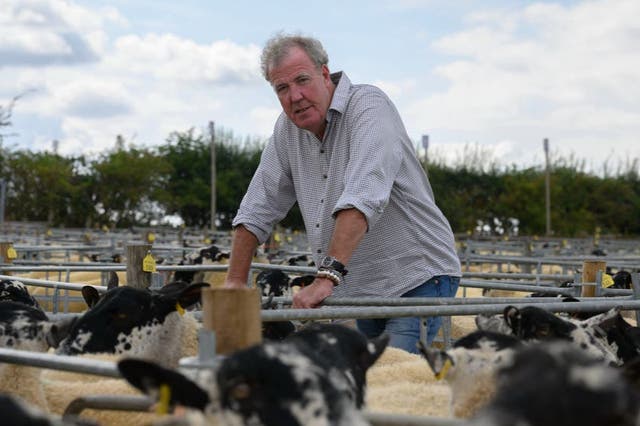 <p>A boar in sheep’s clothing: Jeremy Clarkson tends to his farm as part of Amazon’s new series ‘Clarkson’s Farm'</p>