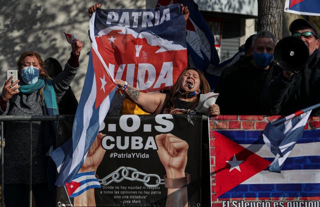 <p>CHILE-CUBA-PROTESTAS</p>