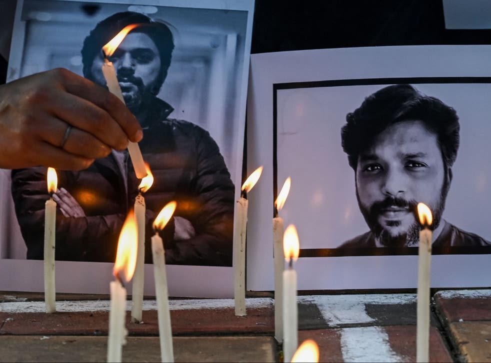 <p>A tribute to Danish Siddiqui in Kolkata, India</p>