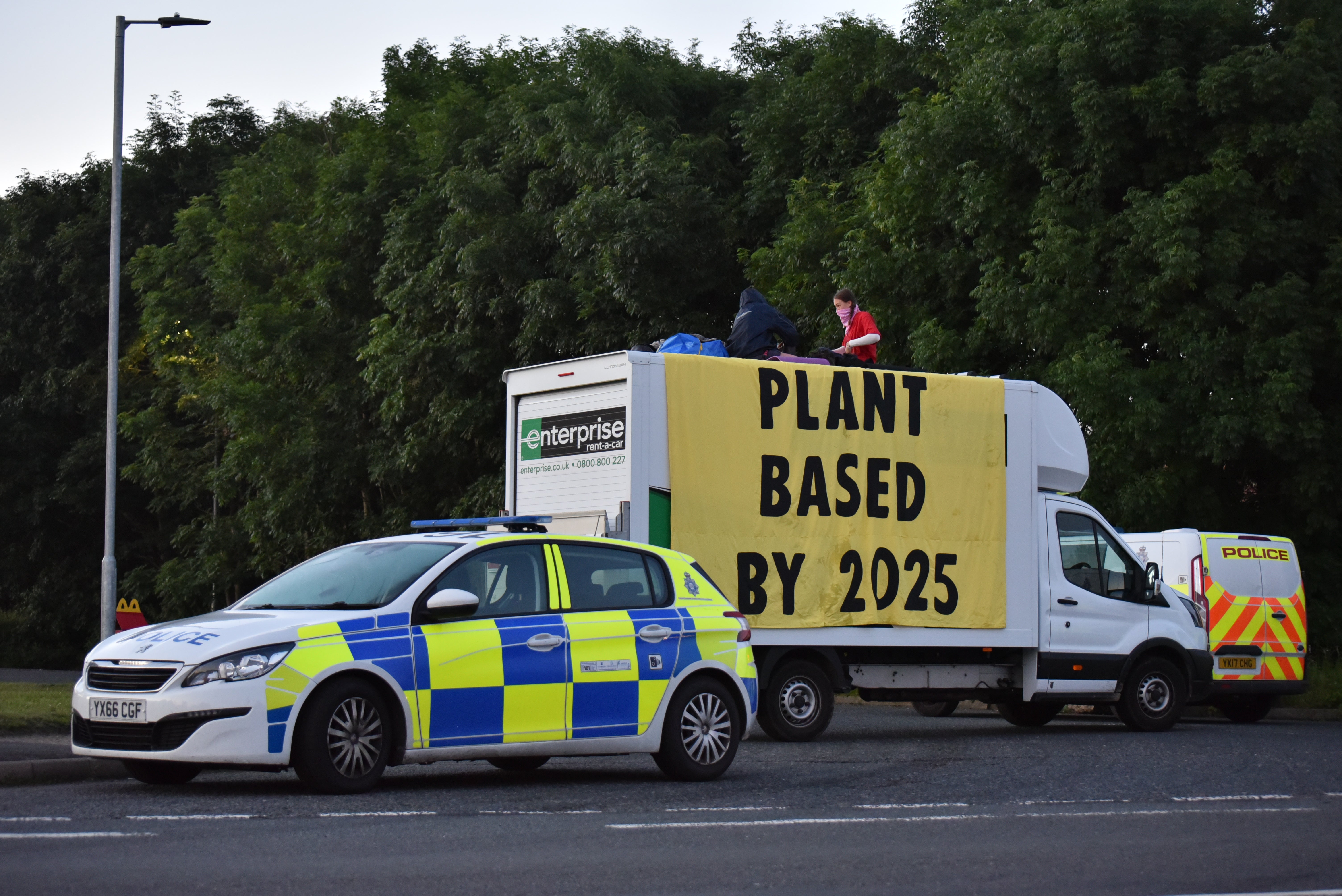 Seven people have been arrested after protestors barricaded a McDonald’s factory in Scunthorpe