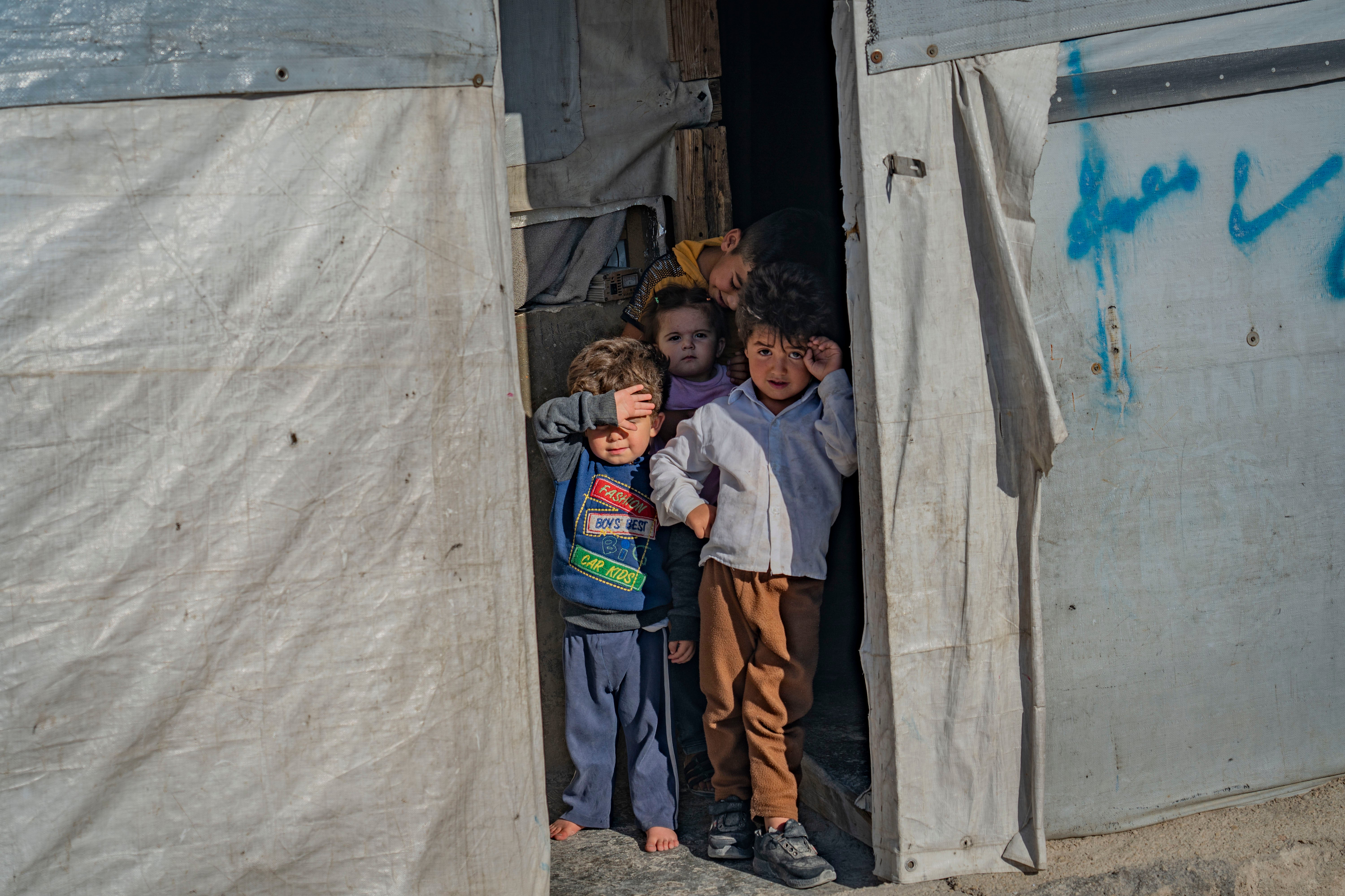 Syrian refugee children in a camp in Arsal