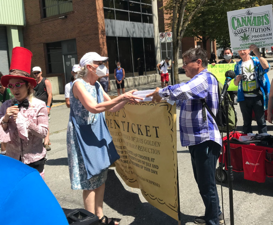 Vancouver’s Drug User Liberation Front have been handing out free samples of clean, checked drugs in clearly labelled boxes marked with what was in the drugs and at what percentage