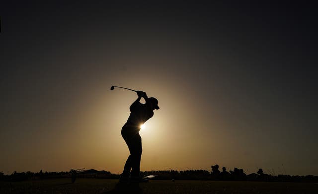 <p>Louis Oosthuizen tees off on the 18th during day three of the 149th Open</p>