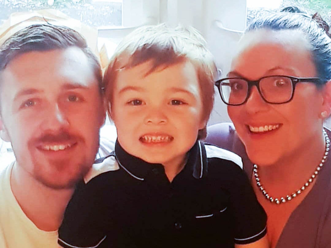 Jade Smith, from southwest London, with husband Craig Knights and their five-year-old son Tommy, who has an undiagnosed blood condition