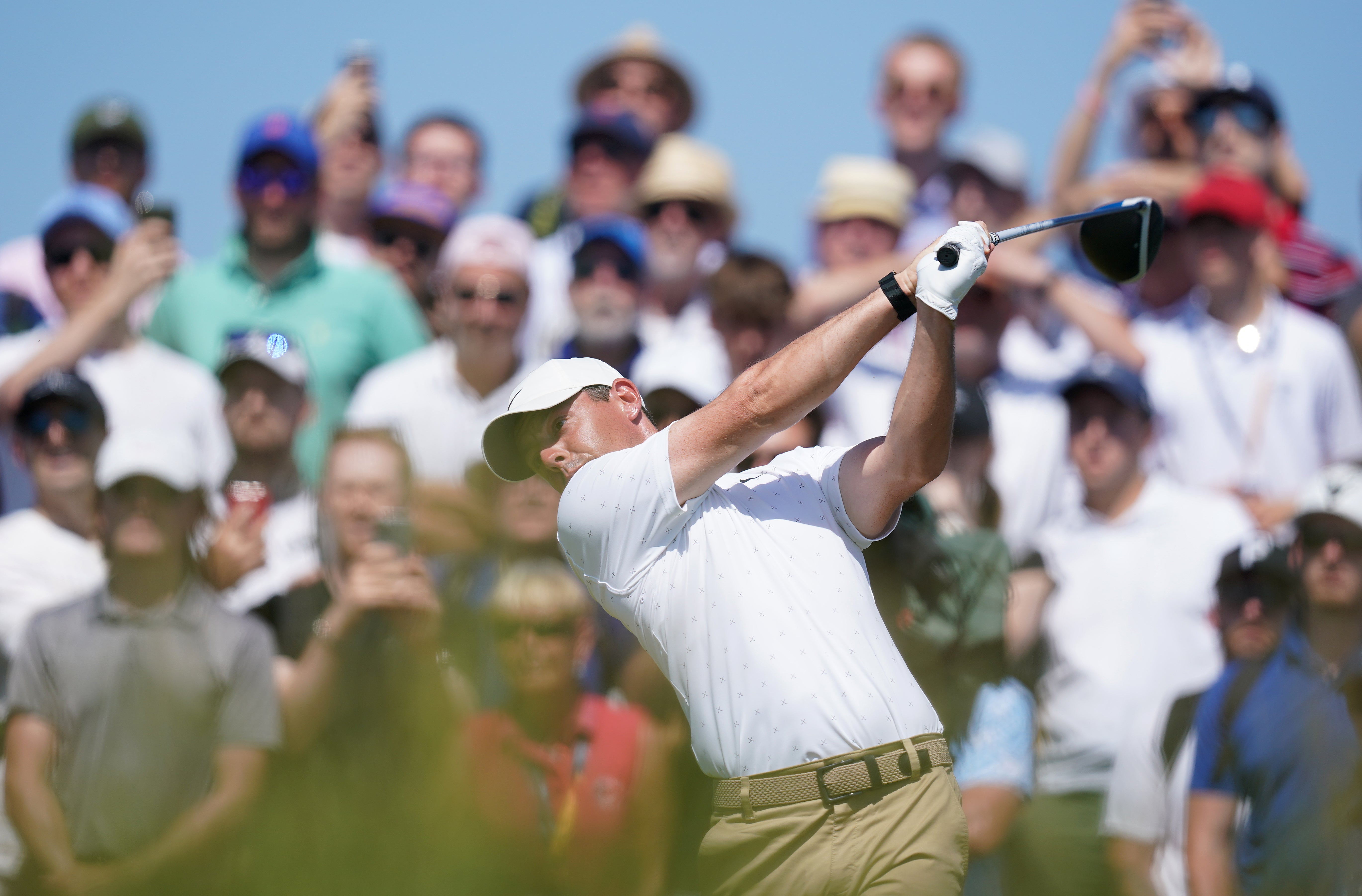 Rory McIlroy tees off at Royal St George's