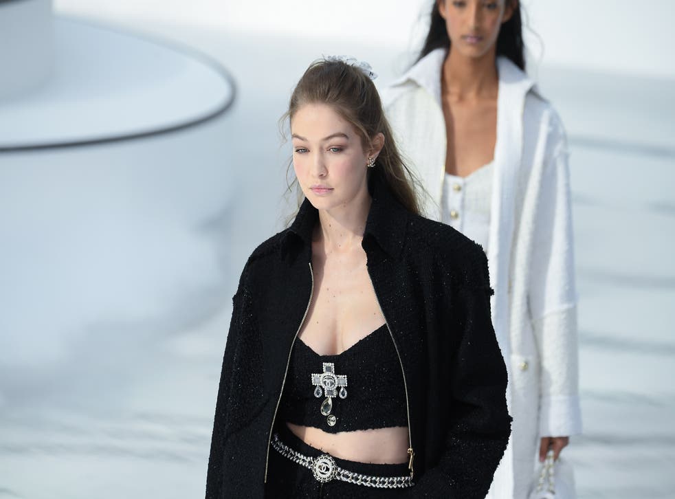 <p>File image:  Gigi Hadid walks the runway during the Chanel as part of the Paris Fashion Week Womenswear Fall/Winter 2020/2021 </p>