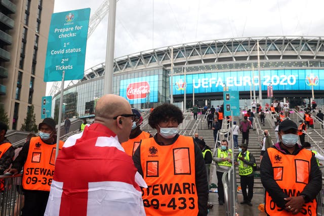 <p>Some England fans breached security to enter Wembley Stadium without a ticket</p>