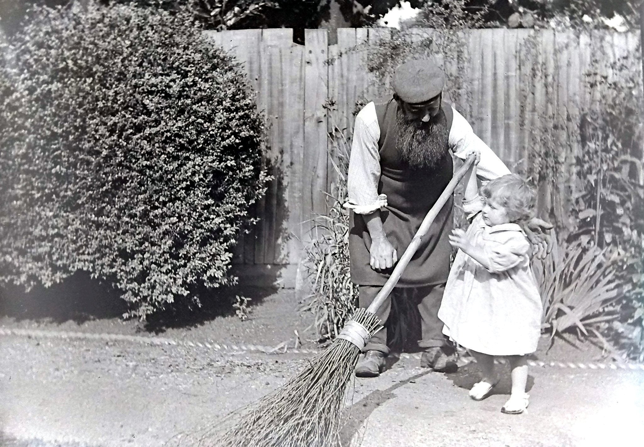New broom: The old, bearded gardener is lent a hand