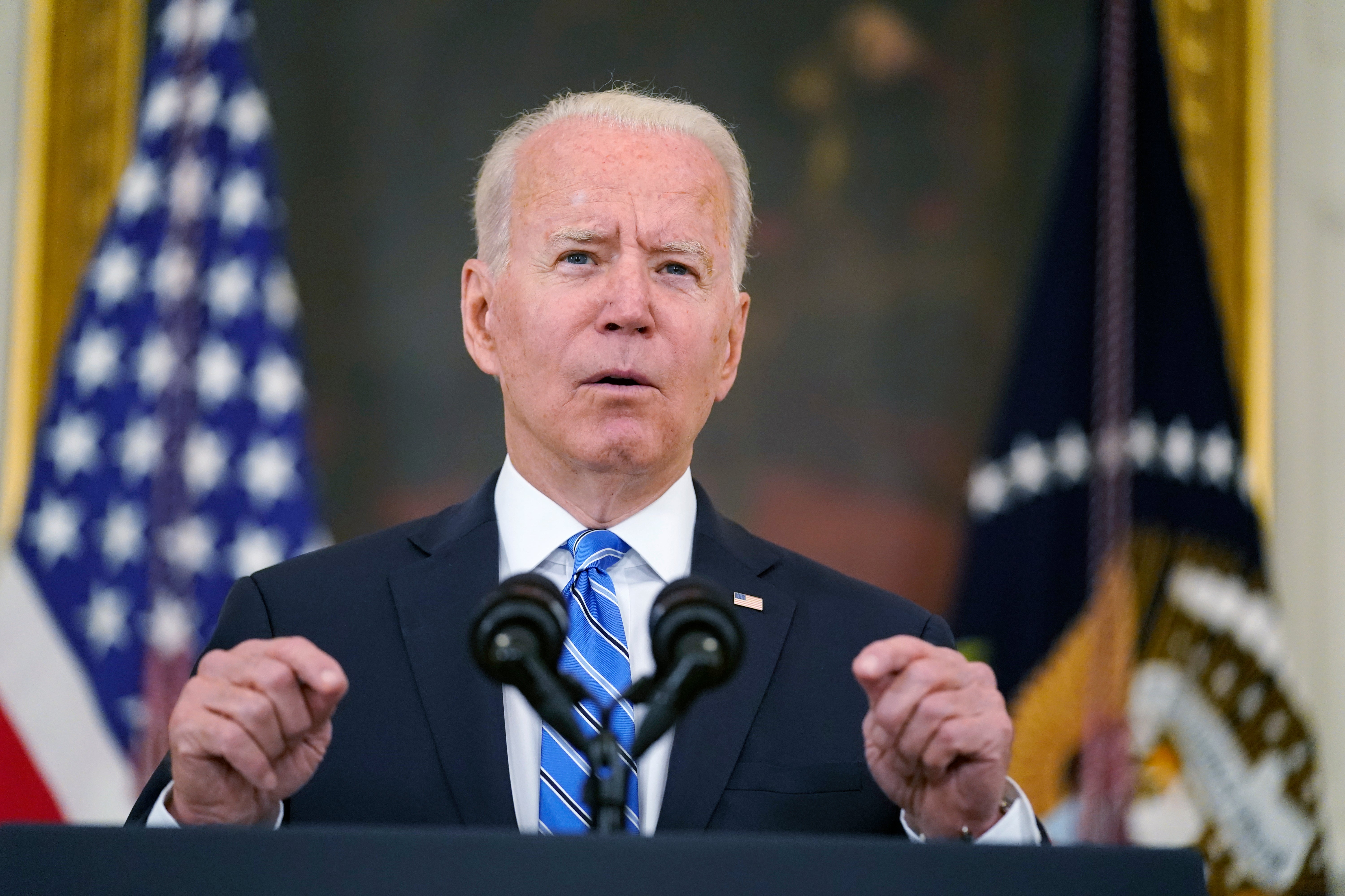Biden says federal investments can prolong economic growth Employers Chuck  Schumer IRS White House Biden | The Independent