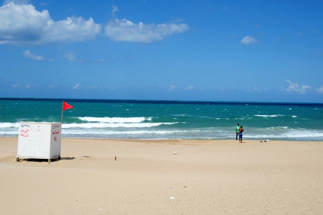 <p>A view of a closed beach in La Marsa, Tunisia, Saturday, July 17, 2021, due to reinstated COVID-19 restrictions</p>