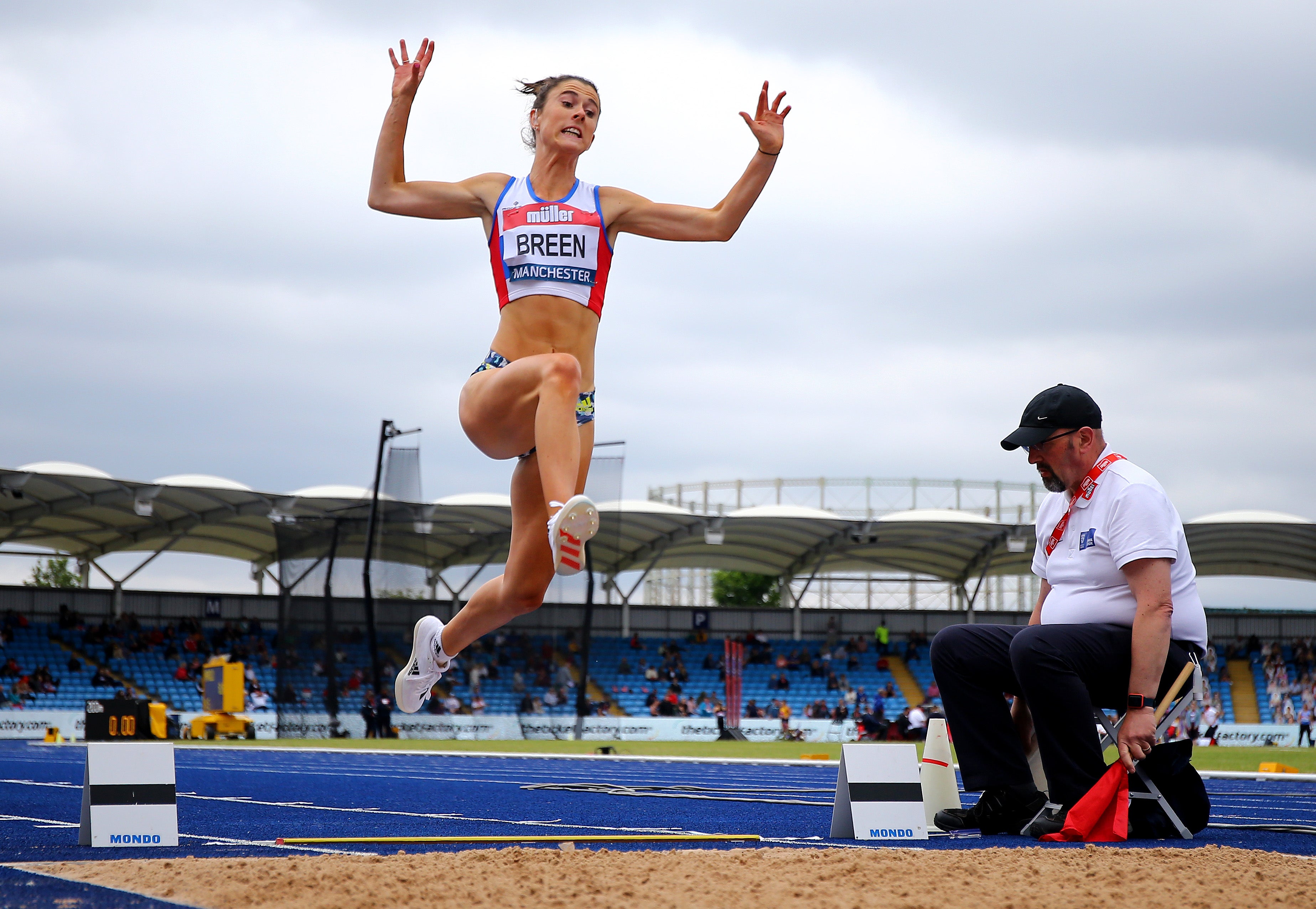 Olivia Breen of Portsmouth competes during the Womens Long Jump Final for Muller British Athletics Championships at Manchester Regional Arena on 27 June
