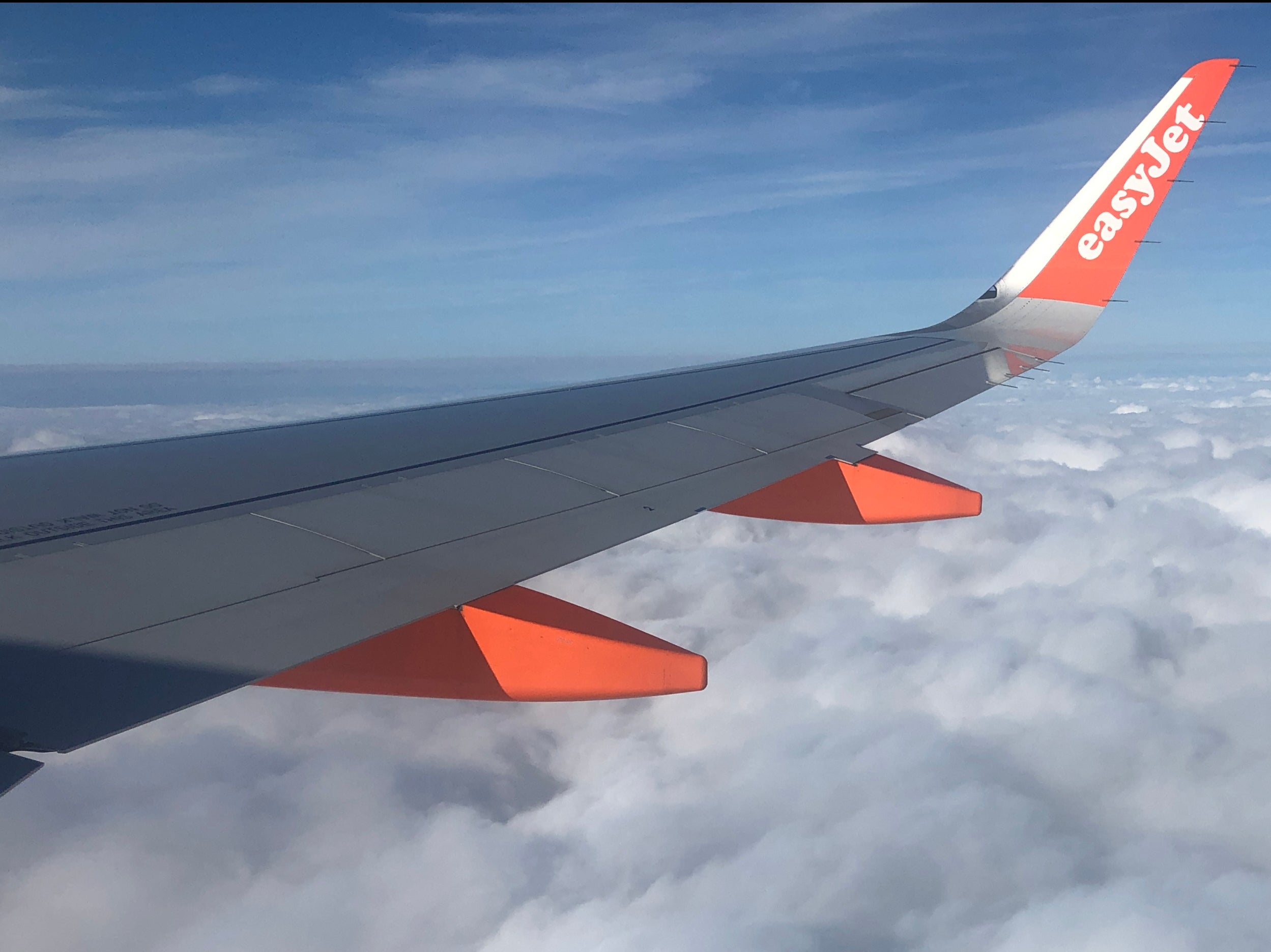 Cloudy skies: an easyJet Airbus A320 flying over Germany