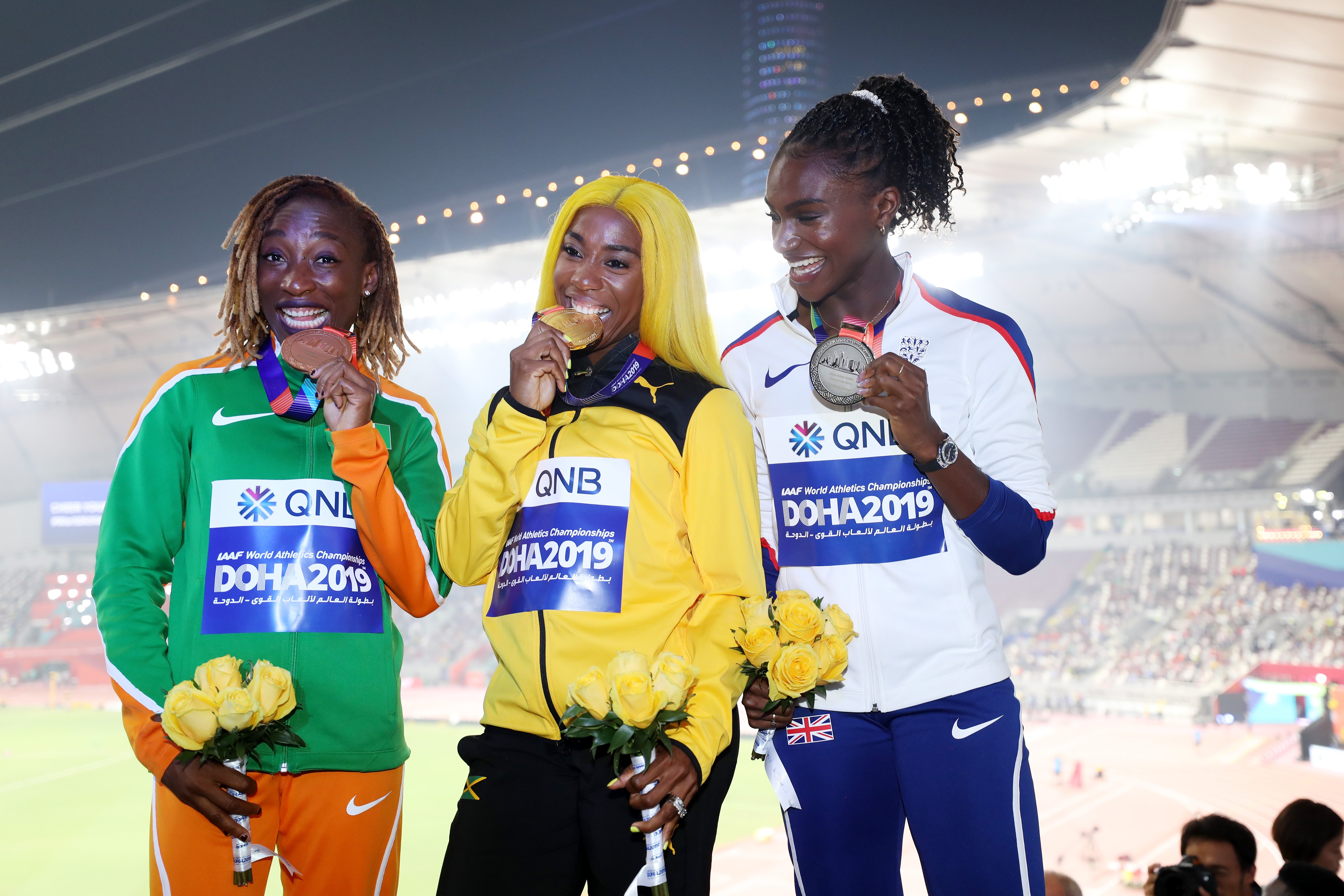Fraser-Price will battle with Team GB’s Dina Asher-Smith (right) in Tokyo