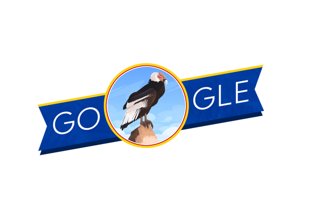 <p>El Doodle del 20 de julio presenta al cóndor andino, animal nacional de Colombia</p>