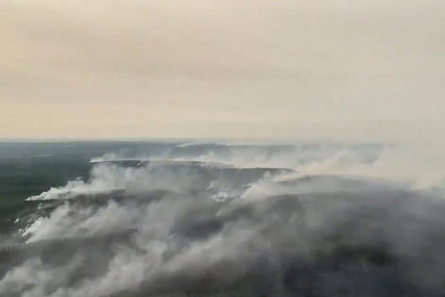 <p>Images released by the Russian Defense Ministry Press Service, show smoke from a forest fire in Yakutia</p>