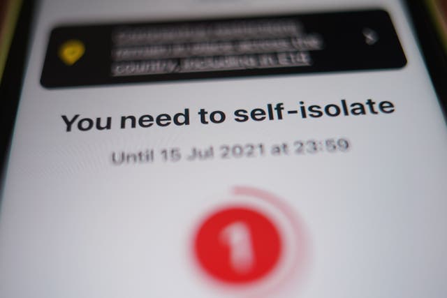 A message to self-isolate on a smartphone
